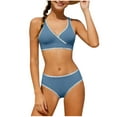 thumbnail image 2 of Mceream Unisex Children'S Solid Color Two-Piece Bikini Swimsuit for Girls Blue 11 Years, 2 of 7
