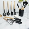 thumbnail image 2 of Banome 12 Pcs Kitchen Utensils Set, Non-Stick Silicone Cooking Utensils Set, Insulation Wooden Handle Kitchen Accessories for Cooking(Black), 2 of 5