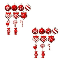 Red and White Candy Ball Christmas Ornaments, 3.15" Glitter Hanging Peppermint Christmas Balls for Tree Decor, Strip Dot Candy Cane Swirl Red White Balls Ornaments for Bowl Basket Vase Fillers