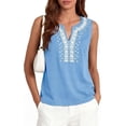 thumbnail image 7 of PRETTYGARDEN Womens Tank Tops Summer Causal V Neck Sleeveless Shirts Floral Print Embroidered Beach Vacation Boho Top, 7 of 7