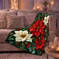 thumbnail image 6 of Crimson Red Poinsettia Holly Berry Botanical Art Christmas, Festive Holiday Scene, Warm Flannel Blanket for Living Room and Reading Nook, Art Lovers Friendship Gift, Festive Home Decor, 6 of 9
