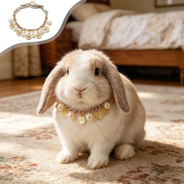 Collar de perro y gato con perlas falsas y bolas de cerámica suaves, ajustable, ligero, blanco, para mascotas pequeñas y medianas.