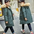thumbnail image 5 of Mercatoo Hooded Puffer Jacket for Boys Girls 𝗙𝘂r Hood Zip Up Thicken Windproof Down Coat Winter Warm Mid Length Parka, 5 of 6