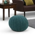 thumbnail image 2 of Simpli Home Shelby Boho Round Hand Knit Pouf in Teal Cotton, 2 of 7