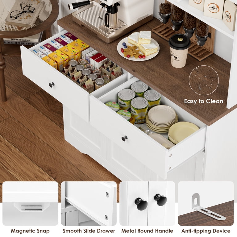 Hiphuta 71" Modern Kitchen Pantry Storage Cabinet, White photo 3