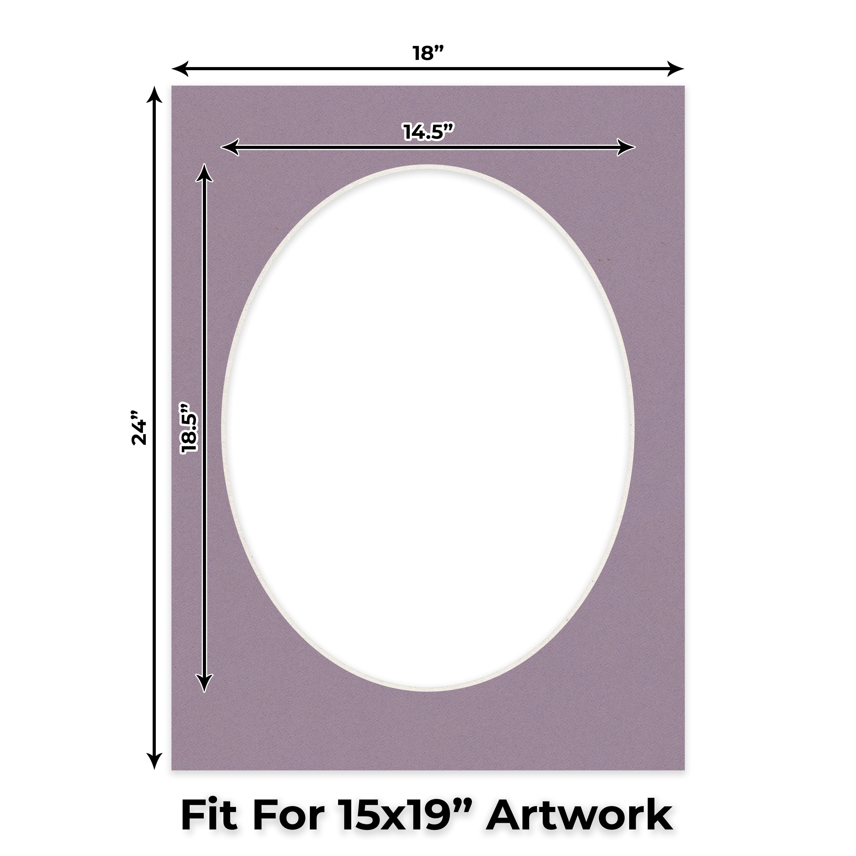 Grape Purple Picture Frame Mat for 18x24 Frames - Oval Opening for 15x19 Photos - 1 Mat