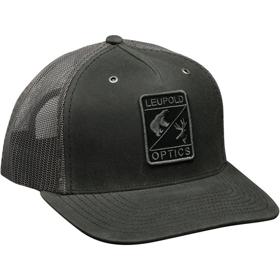 Leupold Mens Wildlife Waxed Canvas Trucker Hat Rhino/Charcoal