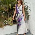 thumbnail image 6 of Purple Flowers Dress Fashion Boho Beach Long Dresses Female Party Printed Maxi Dress, 6 of 9