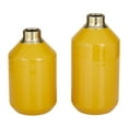 thumbnail image 3 of DecMode 10", 8"H Yellow Metal Vase with Gold Rims, Set of 2, 3 of 8