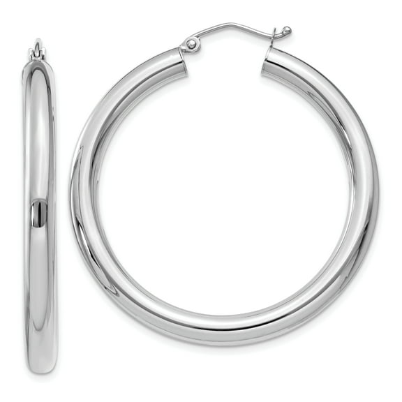 14k 4mm White Gold Hoop Earrings