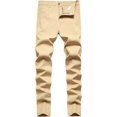 thumbnail image 1 of Pantalones a cuadros para hombre, estilo casual, elásticos, ajustados, pantalones chinos Caqui puro 30 Caqui puro 30 Xishao ropa, 1 of 2