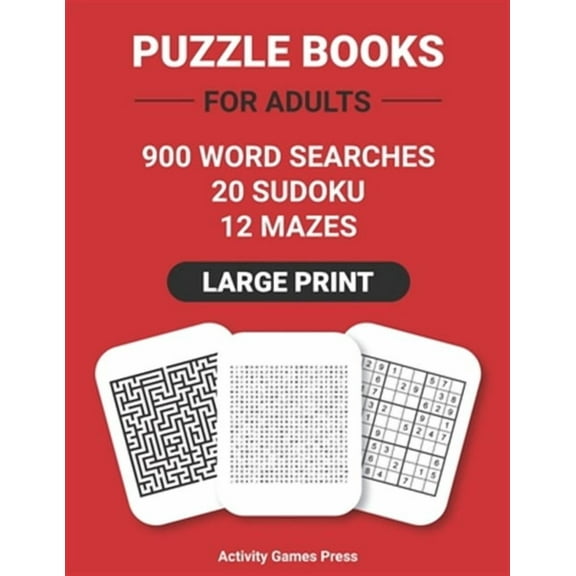 Puzzle Books For Adults Large Print: Word Searches, Sudoku, Mazes (Paperback)(Large Print)