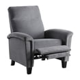 thumbnail image 3 of Fino 38 Inch Accent Chair, Gray Microfiber, Espresso Brown Solid Wood Legs, 3 of 6