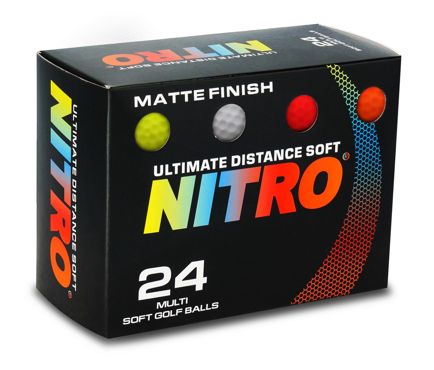 Nitro Golf Ultimate Distance Soft Multi Golf Ball, 24Pack, Matte