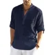 thumbnail image 1 of Camisa Cuello Mao Lino Hombre Casual Manga Larga Slim Fit, 1 of 7