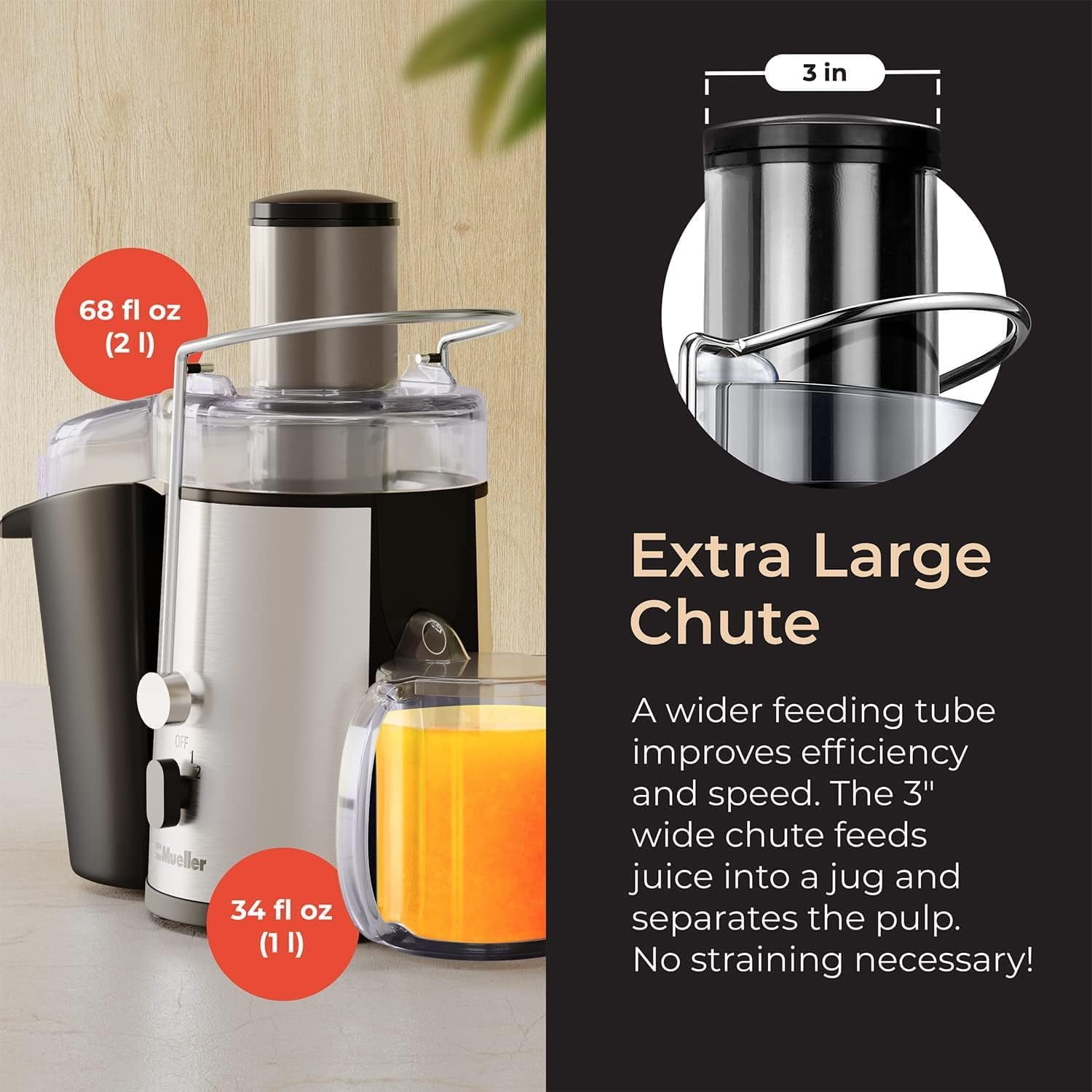 Mueller Juicer Ultra Power Easy Clean Extractor Press Centrifugal Juicing Machine Wide 3