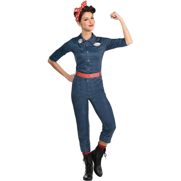 Party City Rosie le Costume d'Halloween Riveter pour Femmes, Moyen, Comprend une Combinaison, une Ceinture et une Écharpe