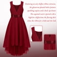 thumbnail image 7 of Linjinx Kids Girls Bridesmaid Party Dress Sequin Ruched Sleeveless High-low Hem Grace Chiffon Dress Burgundy 10, 7 of 7