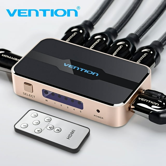 HDMI Splitter, 5 in 1 Out 4K HDMI Switch with Remote Control for PS3 XBOX 360 PS4 Sky Box DVD HDTV Projector