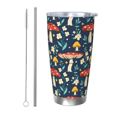 

Tideii Colorful Mushrooms for 20OZ Car Cup Stainless Steel Cold and Hot Cup with Lid Suitable for Outdoor and Home Unisex-Straw Two-piece Set