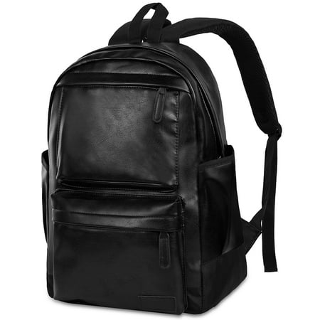 Ver Men Pu Leather Backpack Travel Daypack Laptop School Bookbag For Black