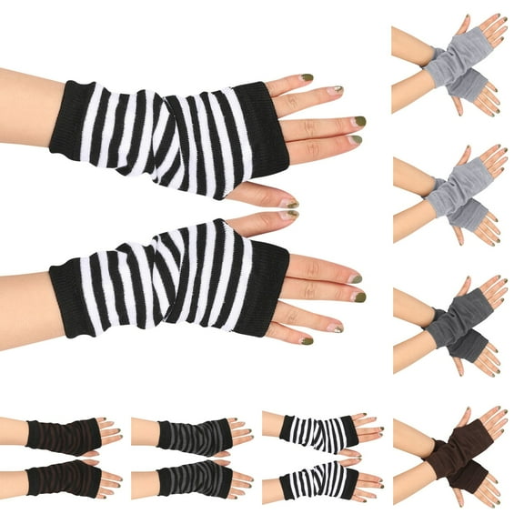 Unisex Fingerless Gloves with Thumb Hole Soft Thermal Wrist Warmers for Cool Weather