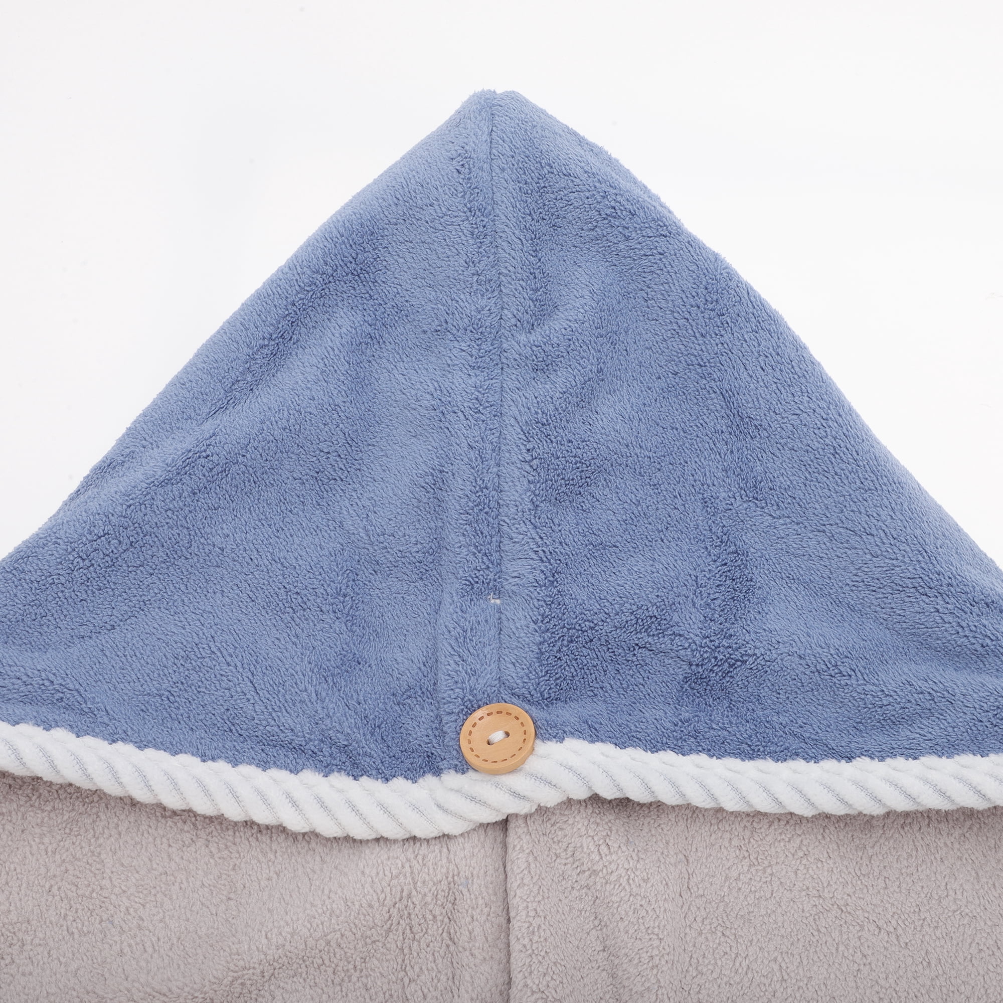 Unique Bargains Water Absorbent Double Layer Hair Towel for Bathroom and Travel Blue, Gray