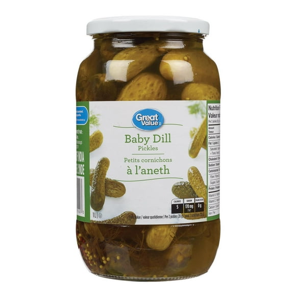 Great Value Baby Dill Pickles, 1 L