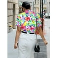thumbnail image 2 of LA LEELA Women's Casual Beach Blouse Shirt TShirts Short Sleeve Button Down Dress Tops Tee Shirts Hawaiian Blouses for Women S Hibiscus Floral, Multicoloured, 2 of 5
