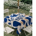thumbnail image 3 of Square Outdoor Tablecloth with Umbrella Hole Blue Geometric Outside Table Cloth Waterproof Patio Table Cover Botanical Abstract Color Block Zipper Tablecloths for Picnic Party Camping 54x54 Inch, 3 of 8
