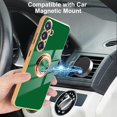 thumbnail image 4 of for Samsung Galaxy A54 5G Case with 2 Screen Protector, Built-in 360 Degree Rotation Ring Magnetic Stand, Luxury Shiny Plating Edge Shockproof Electroplated Protective Cover (Green/Golden), 4 of 12