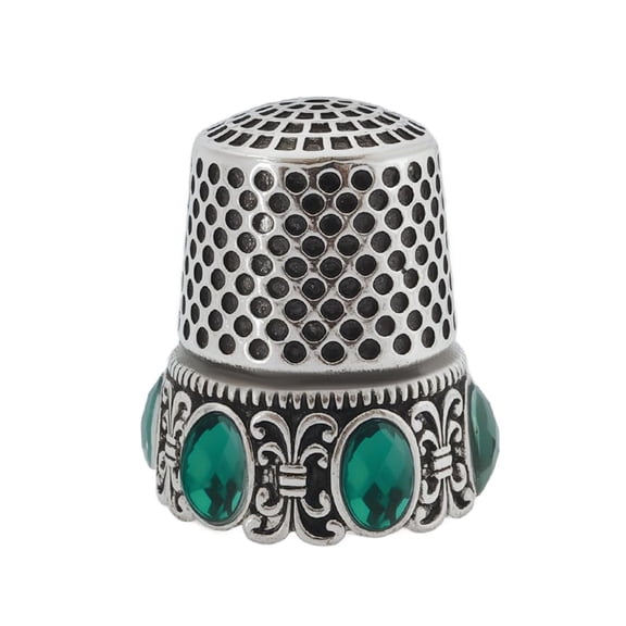 European Vintage Style Metal Thimble for Sewing Decorative Collectible Finger Protector with Openwork Pattern Relief Band
