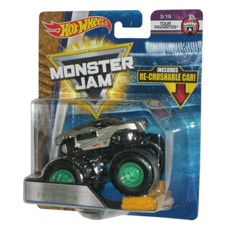 Hot Wheels Monster Jam (2017) Alien Invasion Tour Favorites Toy Truck 3/19 with Re-Crushable Car