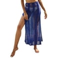 thumbnail image 2 of Blotona Women Knit Crochet Bikini Cover-Ups Long Skirt See Through Hollow Out Ripped High Waist Split Wrap Sarong Skirts Beachwear, 2 of 9