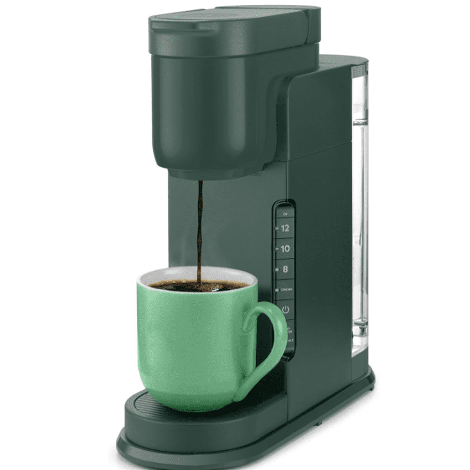 Single Serve Coffee Maker, 3 Brew Sizes, Strong Button Feature, 42oz Removable Reservoir, Evergreen
