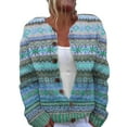 thumbnail image 2 of IMENGL cardigan à Col Rond Imprimé floral en Peluche Simple, Bleu m, Taille M-5TG, 2 of 4