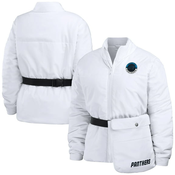 Women's WEAR by Erin Andrews  White Carolina Panthers Packaway Full-Zip Puffer Jacket