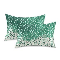 Yayeee Pillowcase King Size Set of 2 Satin Wrinkle Resistant Envelope Pillow Case, Green and White Pattern