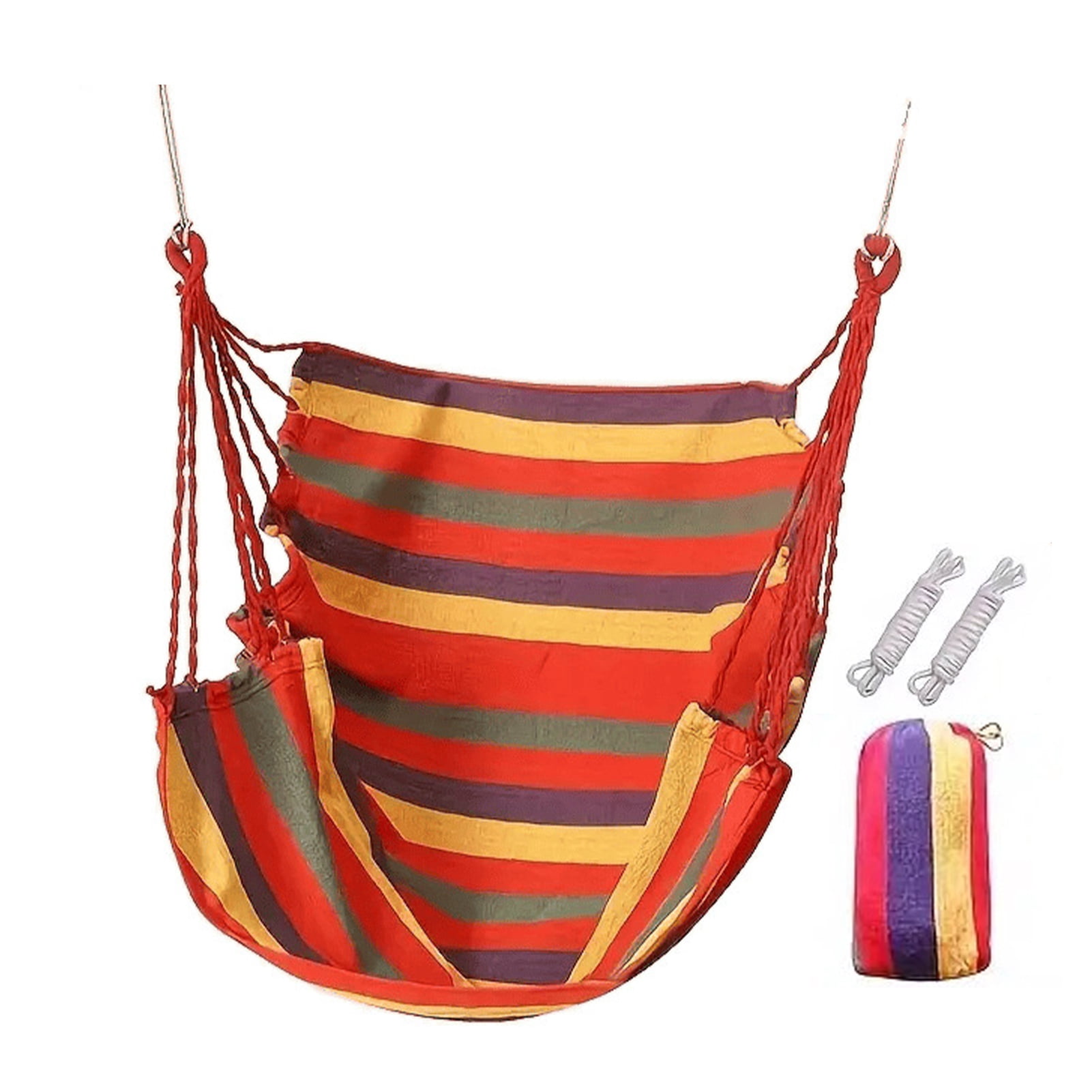 Hyasfey 1 Set Hammock Chair with Storage Bag Ropes Hold Up to 200Kg Waterproof Canvas Hanging Chair Indoor Outdoor Ceiling Tree Hanging Swing Chair