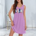 thumbnail image 5 of 4th of July Dress for Women: American Flag Tank Dresses Star Striped Splicing Loose V Neck Sundresses Purple Pink L, 5 of 8