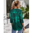 thumbnail image 3 of Blusa elegante tipo túnica con escote en V y mangas 3/4 para mujer, 3 of 4