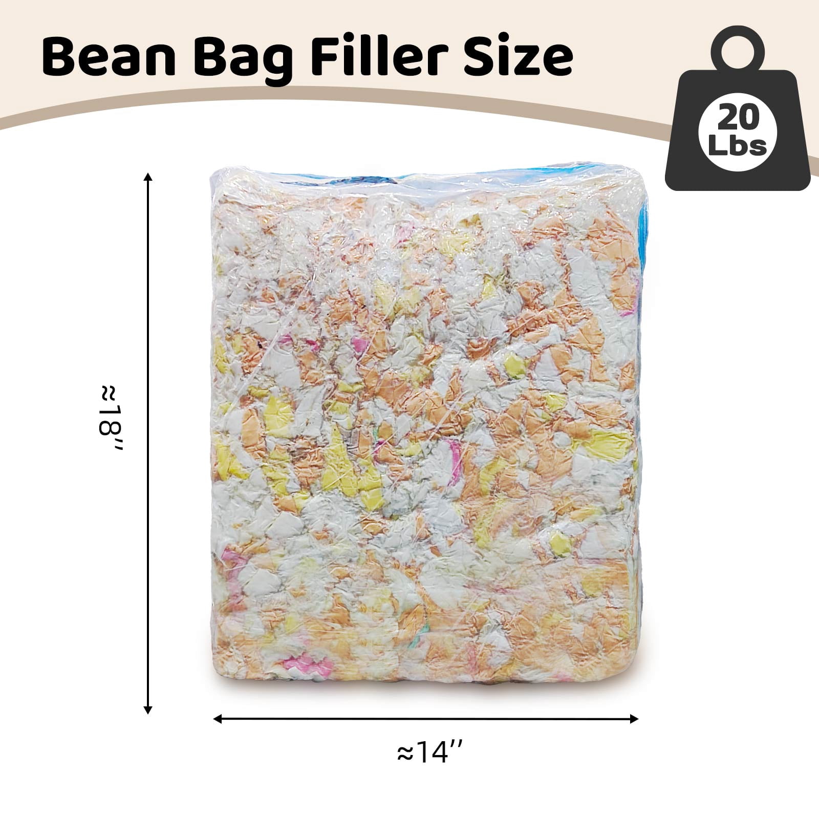 Bean Bag Filler,Shredded Memory Foam 20lbs,Bean Bag Filling Punching Bag Filler Soft Stuffing for Couch Cushion Pillows Dog Bed Stuffed Animals Beanbags Chairs Arts Crafts (20Pounds)