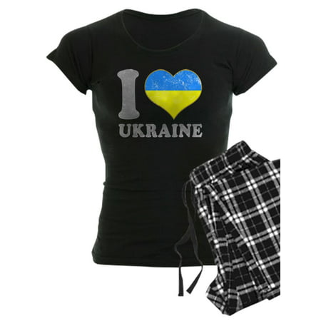 

CafePress - I Love Ukraine Native Ukrainian Flag Pajamas - Women s Dark Pajamas
