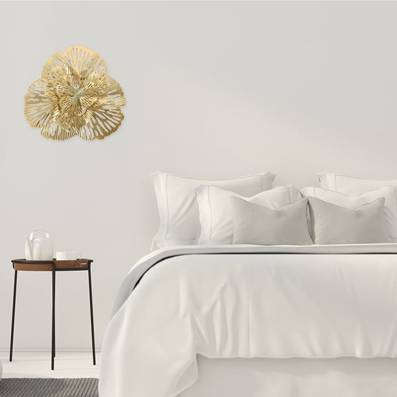 Golden Metal Flower Wall Art Decor for Home Decoration, Living Room, Bedroom, Office, and Garden