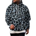 thumbnail image 3 of KLHDSF Men's Vintage Leopard Print Hooded Sweatshirt with Single Pocket Drawstring Hood Ribbed Cuffs Hem Fall Winter Street Athletic Top for Men Blue L, 3 of 8