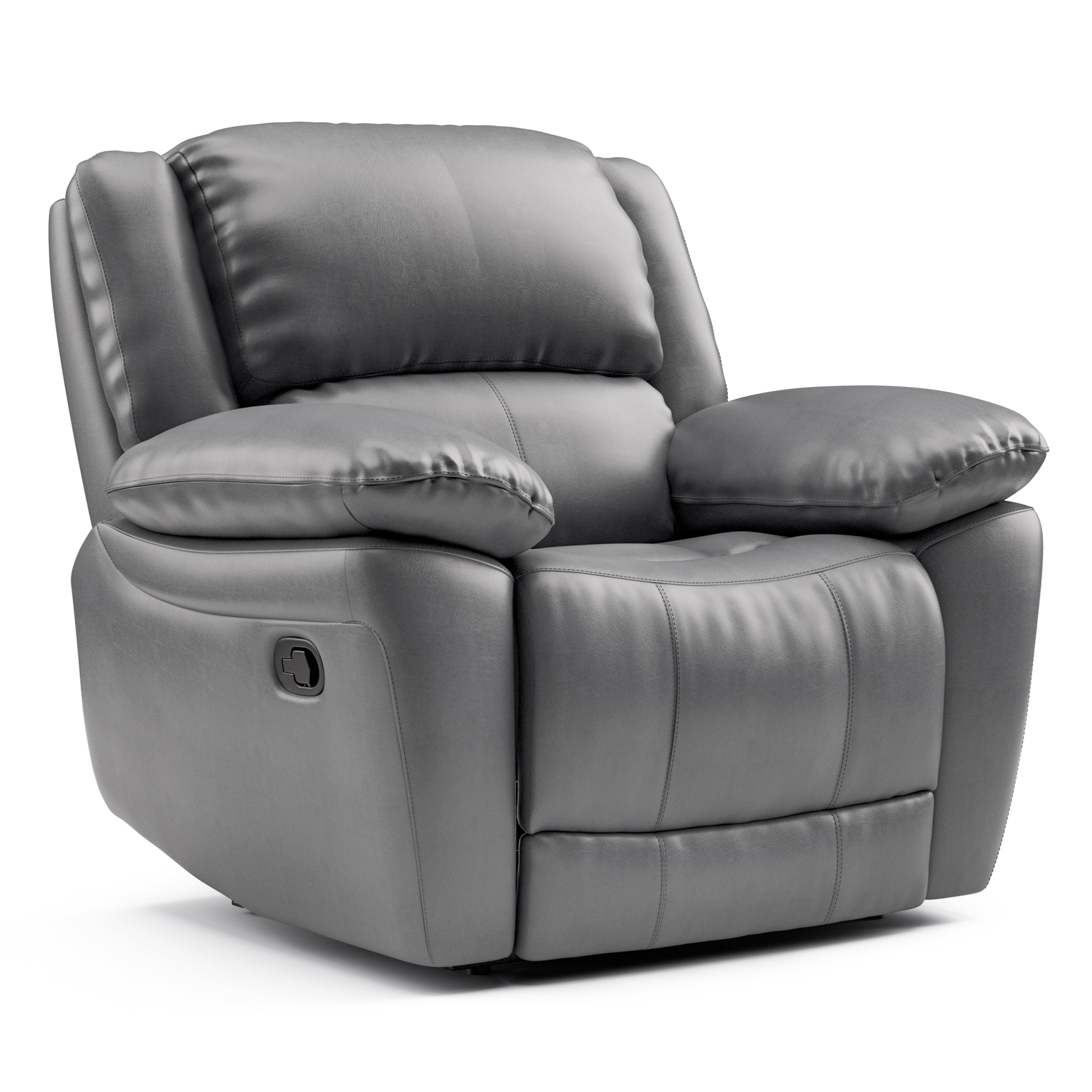 Furniture of America Torrel 3-Piece Modern Leather Match Manual Reclining Sofa Set, Dark Gray
