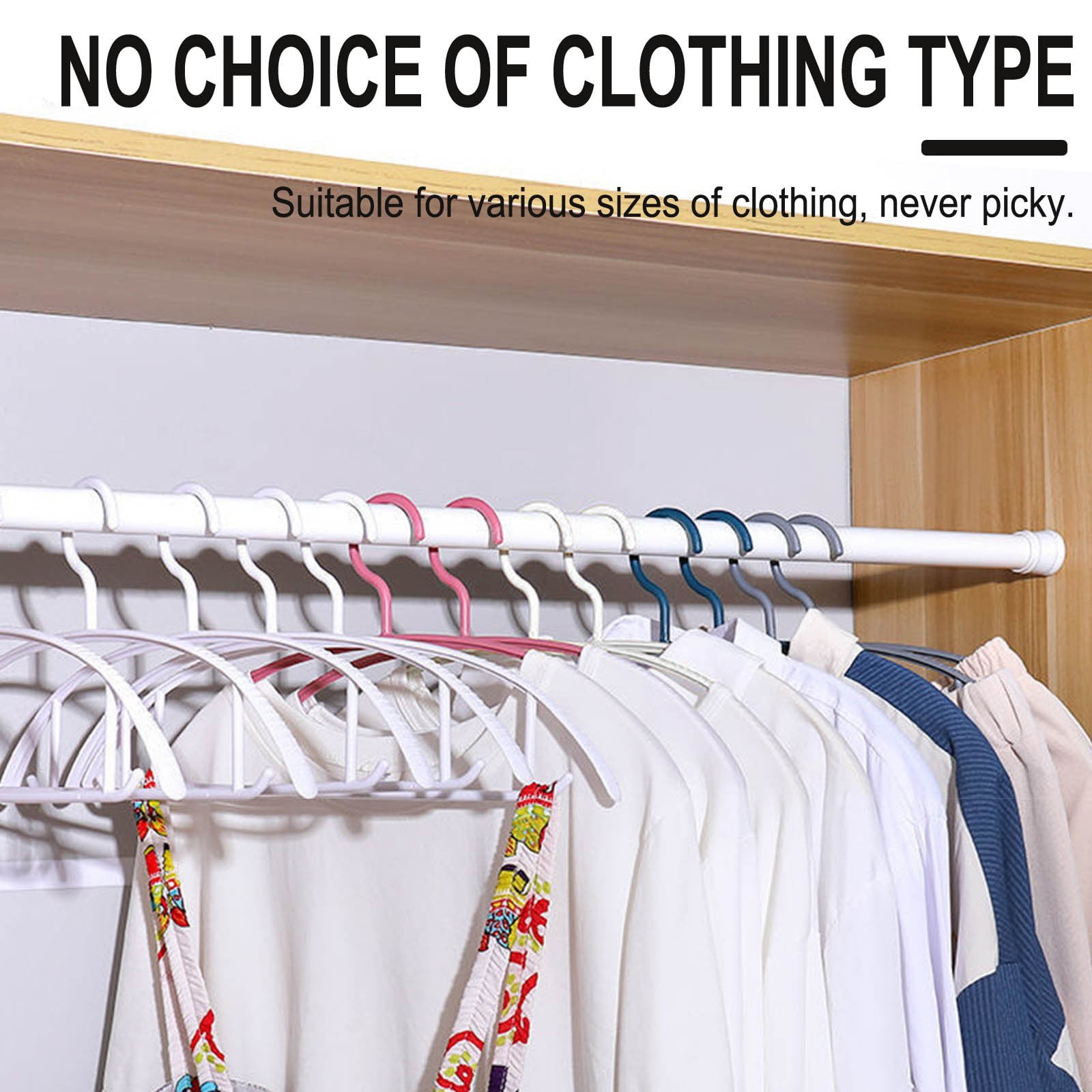 Needhep Multifunctional Space Saving Hangers, Home Premium Wooden Hangers Clearance Stainless Steel Sweater Shirt Hanger Clear Wide Shoulder Notches, 360° Swivel Hook, for Heavy Clothes (Gray)