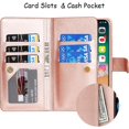 thumbnail image 6 of Wallet Case Compatible with iPhone Xs/iPhone X Case,[6 Card Slots] [Wrist Strap] [Stand Feature] Detachable 2 in 1 Magnetic Leather Cover Shockproof Slim Case for iPhone Xs,5.8 inch Rosegold, 6 of 18