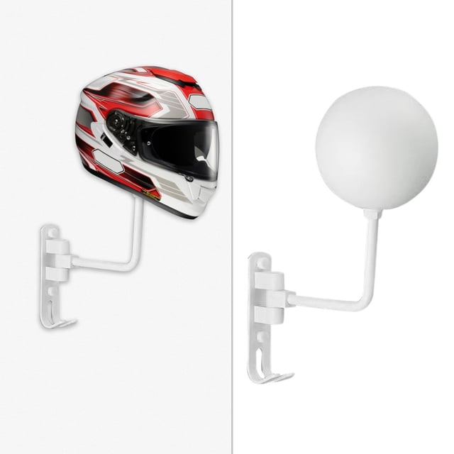 MesaSe Motorcycle Helmet Rack 180 Degree Rotation Helmet Rack with Hook Wall-mounted Bike Helmet Holder Double Hook Bike Helmet Holder for Coats Caps Baseballs Rugby Helmet