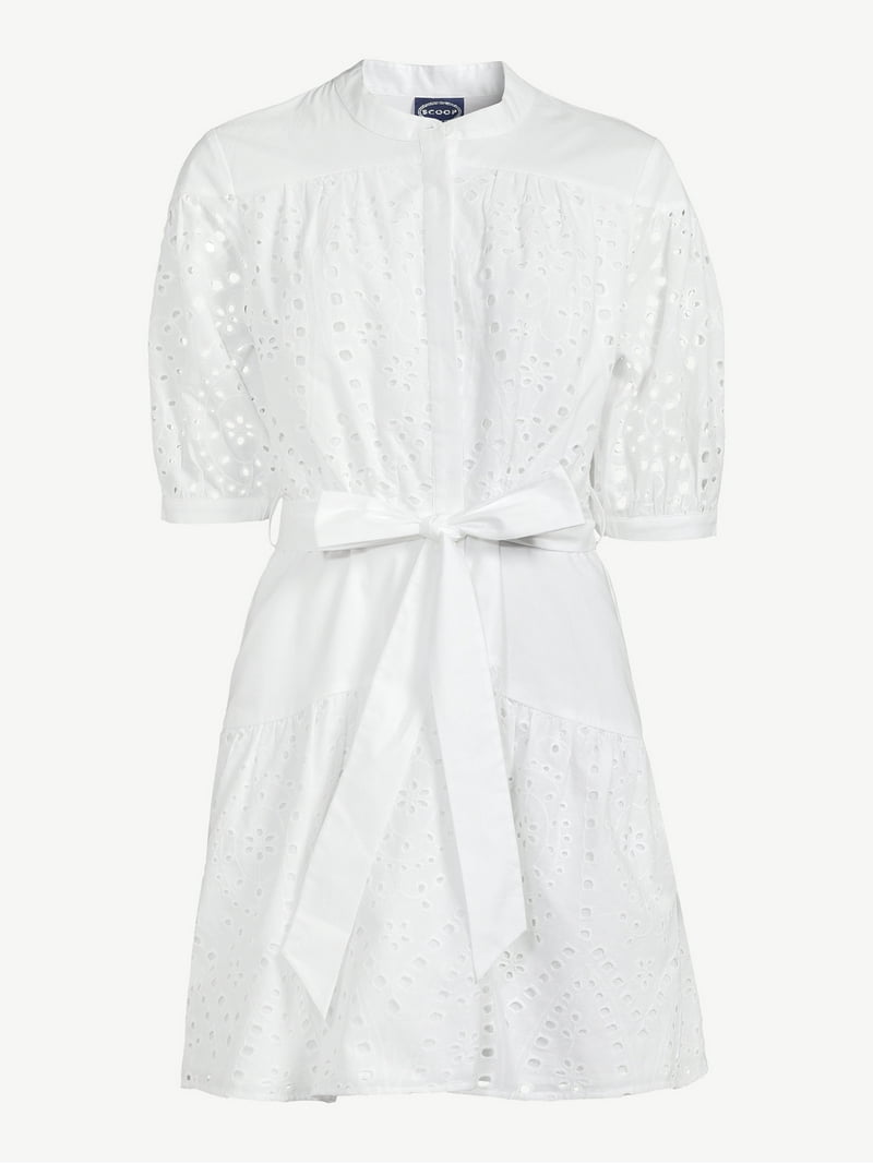 Middleton Floral Lace Kate Spade White Lace Dress Scoop Women's Eyelet  Short Shirt Dress With Volume